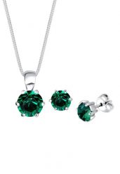 Elli Damski Solitaire zawieszka zestaw kolczyki wkrętki z kryształem ziolonym w srebrze 925 Sterling Silver Zestawy 1 ct. Szare kolczyki Elli, srebrne. Za 323.99 zł.
