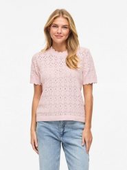 Vila Sweter "Vilowen" w kolorze jasnoróżowym rozmiar: S. Różowe swetry Vila, s, bez wzorów, z bawełny, bez ramiączek. Za 79.40 zł.