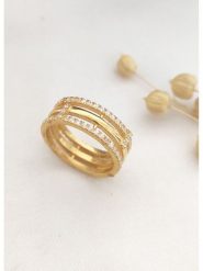 Miu Silver Pozłacany pierścionek z cyrkoniami rozmiar: onesize. Szare pierścionki Miu Silver, z cyrkonią, pozłacane. Za 82.99 zł.