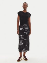 Desigual Sukienka codzienna Good News 24WWVK77 Czarny Regular Fit. Czarne sukienki Desigual, na co dzień, xs, bez wzorów, z bawełny, bez kołnierzyka, bez ramiączek, proste. Za 249.99 zł.
