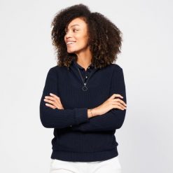 Sweter do golfa damski Inesis MW500 wiatroszczelny. Niebieskie swetry INESIS, m, bez wzorów, z bawełny, sportowe, bez ramiączek. Za 199.99 zł.