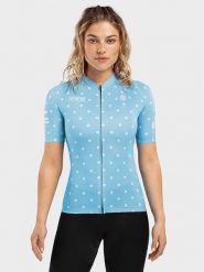 Siroko Koszulka kolarska "Bio Race" w kolorze błękitnym rozmiar: M. Niebieskie t-shirty sportowe SIROKO, m, bez wzorów, z elastanu, bez ramiączek, rowerowe. Za 176.91 zł.