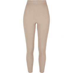 Legginsy damskie Urban Classics Rib Knit. Brązowe legginsy Urban Classics, bez wzorów. Za 191.00 zł.