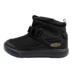 Buty śniegowce Keen Hoodromeo Mini 1026797 czarne. Czarne śniegowce bez wzorów, z gumy, bez zapięcia. Za 322.81 zł.