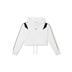 Damska bluza z kapturem crop Fila Rivoli Relaxed. Białe bluzy z kapturem Fila, l, bez wzorów, z materiału, z kapturem, na fitness i siłownię. Za 246.00 zł.
