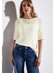 Street One Sweter w kolorze kremowym rozmiar: 38. Brązowe swetry Street One, bez wzorów, ze splotem, street, bez ramiączek. Za 114.71 zł.