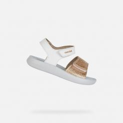 Sandały GEOX B SANDAL LIGHTFLOPPY Biały. Białe sandały Geox, bez wzorów, z syntetyku, bez obcasa, bez zapięcia. Za 145.99 zł.