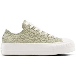Buty sportowe Converse Chuck Taylor All Star Lift Platform Textured Material. Szare buty sportowe lifestyle Converse, bez wzorów, z materiału, retro, bez zapięcia. Za 490.00 zł.