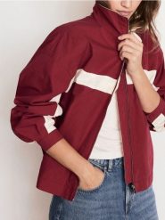 Bawełniana kurtka ze stójką - bordowy. Czerwone kurtki Reserved, l, bez wzorów, z bawełny, bez kaptura. Za 239.99 zł.