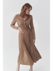 TATUUM Sukienka "Sandy" w kolorze jasnobrązowym rozmiar: M. Brązowe sukienki Tatuum, na co dzień, m, bez wzorów, bez kołnierzyka, bez ramiączek, maxi, proste. Za 179.64 zł.