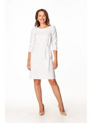 Tessita Sukienka w kolorze białym rozmiar: 3XL. Białe sukienki Tessita, na co dzień, xl, bez wzorów, z bawełny, bez kołnierzyka, bez ramiączek, midi, proste. Za 96.37 zł.