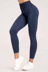 Legginsy fitness damskie Gym Glamour marble. Niebieskie legginsy GYM GLAMOUR, bez wzorów, z materiału, glamour. Za 159.99 zł.