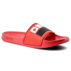 Klapki damskie Big Star, wykonane z materiału syntetycznego z szerokim paskiem na przodzie oraz płaską profilowaną podeszwą, czerwone, GG274A048. Czerwone klapki BIG STAR, bez wzorów, z syntetyku, retro, bez obcasa, na płaskiej podeszwie, bez zapięcia. Za 42.99 zł.