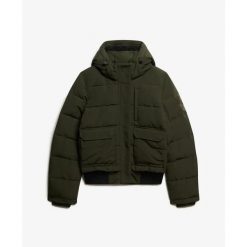 Damska kurtka puchowa Superdry Everest. Zielone kurtki Superdry, bez wzorów, z puchu, bez kaptura. Za 727.95 zł.