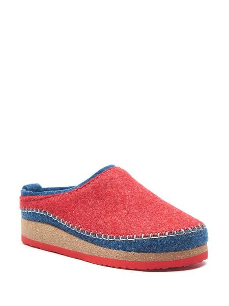 Comfortfusse Wełniane kapcie w kolorze czerwono-niebieskim rozmiar: 40. Czerwone kapcie Comfortfüße, bez wzorów, z materiału. Za 231.68 zł.