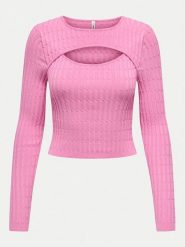 ONLY Sweter Meddi 15339582 Różowy Cropped Fit. Czerwone swetry ONLY, xl, bez wzorów, z wiskozy, bez ramiączek. Za 89.99 zł.