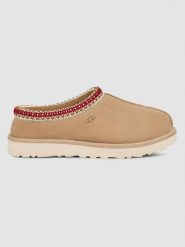 UGG Skórzane kapcie "Tasman" w kolorze beżowym rozmiar: 40. Brązowe kapcie UGG, bez wzorów, z wełny. Za 483.17 zł.