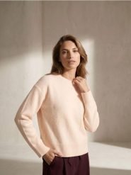 Luźny sweter z okrągłym dekoltem - kremowy. Białe swetry Sinsay, l, bez wzorów, bez ramiączek. Za 49.99 zł.