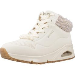 Buty do chodzenia damskie Skechers Uno Darling Daze. Białe buty treningowe Skechers, na zimę, bez wzorów, z materiału, za kostkę, bez zapięcia, trekkingowe. Za 259.99 zł.