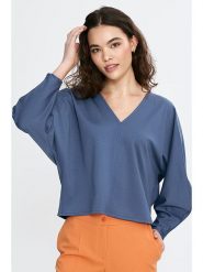 Nife Bluzka w kolorze niebieskim rozmiar: 36/38. Niebieskie bluzki Nife, bez wzorów, bez kołnierzyka, bez ramiączek. Za 108.74 zł.