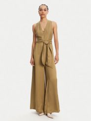 TWINSET Kombinezon 251TT2272 Beżowy Regular Fit. Brązowe sukienki Twinset, bez wzorów, z wiskozy, bez kołnierzyka, bez ramiączek. Za 1,269.00 zł.