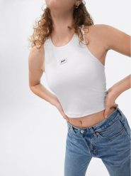 Sprandi Top SP22-TPD101 Biały Slim Fit. Białe topy Sprandi, l, bez wzorów, z syntetyku, bez kołnierzyka, bez ramiączek. Za 99.99 zł.