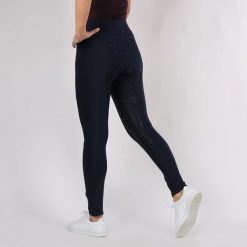 Damskie legginsy jeździeckie z pełną przyczepnością i kryształową kieszenią Mont. Niebieskie legginsy MONTAR, bez wzorów, z elastanu, biznesowe. Za 444.00 zł.