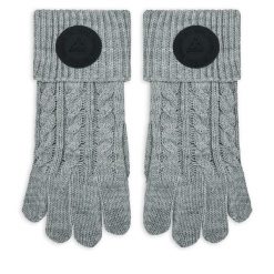 Rękawiczki Damskie Guess. Szare rękawiczki Guess, z aplikacjami, z dzianiny. Za 109.99 zł.