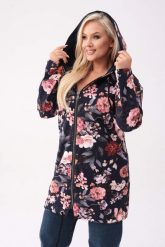 Granatowa bluza z kapturem Flora w różowe kwiaty cynie PLUS SIZE XXL OVERSIZE. Czerwone bluzy Moda Size Plus Iwanek, na jesień, m, bez wzorów, z bawełny, biznesowe, bez ramiączek, z kapturem. W wyprzedaży za 235.90 zł.