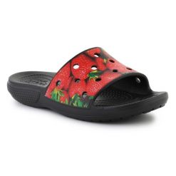 Klapki Crocs Classic Hyper Real Slide W 208376-643 czerwone. Czerwone klapki bez wzorów, sportowe, bez obcasa, bez zapięcia. Za 271.50 zł.