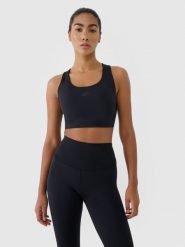 4F Biustonosz treningowy z niskim wsparciem damski - czarny XL. Czarne biustonosze sportowe 4f, bez wzorów, z dzianiny, na fitness i siłownię. Za 89.99 zł.