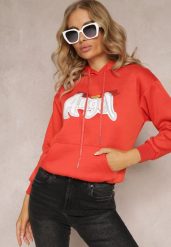 Pomarańczowa Ocieplona Bluza Kangurka z Nadrukiem Pralle. Brązowe bluzy Renee, na zimę, l, bez wzorów, z dzianiny, casualowe, bez ramiączek, bez kaptura. W wyprzedaży za 71.99 zł.