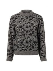 Marie Lund Damski sweter z dzianiny z wełną i moherem Kobiety Wełna szary|czarny wzorzysty, XS. Czarne swetry Marie Lund, xs, bez wzorów, z dzianiny, bez ramiączek. Za 399.95 zł.