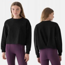 BLUZA DAMSKA 4F BAWEŁNIANA NIEROZPINANA BEZ KAPTURA TSWSF1305 KOLOR CZARNY. Czarne bluzy z kapturem 4f, l, bez wzorów, z bawełny, bez kaptura, do biegania. Za 58.43 zł.