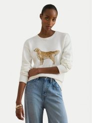 LAUREN RALPH LAUREN Sweter 200P10148001 Biały Relaxed Fit. Białe swetry Lauren Ralph Lauren, s, bez wzorów, z bawełny, bez ramiączek. Za 1,199.00 zł.