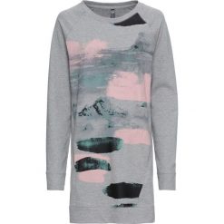 Długa bluza dresowa bonprix jasnoszary melanż z nadrukiem. Bluzy marki bonprix. Za 32.99 zł.