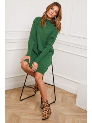 So Cachemire Sukienka dzianinowa "Doumbia" w kolorze zielonym rozmiar: L. Zielone sukienki So Cachemire, na co dzień, l, bez wzorów, z dzianiny, bez kołnierzyka, bez ramiączek, midi, proste. Za 195.99 zł.