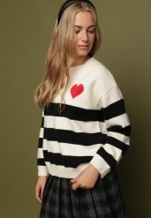 Jasnobeżowy Sweter z Dodatkiem Kaszmiru o Prostym Kroju w Paski Venlire. Brązowe swetry Born2be, bez wzorów, z jeansu, klasyczne, bez ramiączek. Za 109.99 zł.