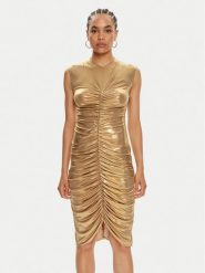 NORMA KAMALI Sukienka wieczorowa ST1243LMD45008 Złoty Slim Fit. Żółte sukienki Norma Kamali, xl, bez wzorów, z syntetyku, wizytowe, bez kołnierzyka, bez ramiączek. Za 819.99 zł.