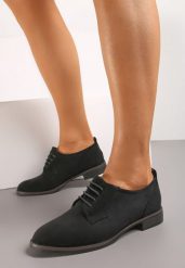 Czarne Sznurowane Półbuty na Płaskim Obcasie Tarlimi. Czarne półbuty wsuwane Renee, bez wzorów, retro, bez obcasa, na płaskiej podeszwie. W wyprzedaży za 63.99 zł.