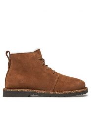 Birkenstock Botki Uppsala Mid Shearling Leve 1028148 Brązowy. Brązowe botki Birkenstock, bez wzorów, ze skóry, bez obcasa, na płaskiej podeszwie, bez zapięcia. Za 859.99 zł.