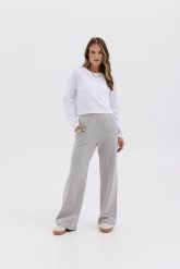 SPODNIE JESS SZARY MELANŻ M - Flawless. Szare spodnie dresowe Flawless, bez wzorów, z gumy, długie. Za 319.00 zł.