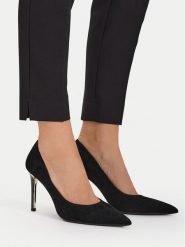 Eva Minge Szpilki EO-RELYSA-01 Czarny. Czarne szpilki Eva Minge, bez wzorów, ze skóry, bez obcasa, na szpilce, bez zapięcia. Za 399.99 zł.