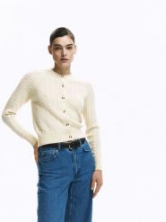 Kardigan z wełną i domieszką kaszmiru - złamana biel. Swetry Reserved, l, bez wzorów, z dzianiny, bez ramiączek. Za 259.99 zł.