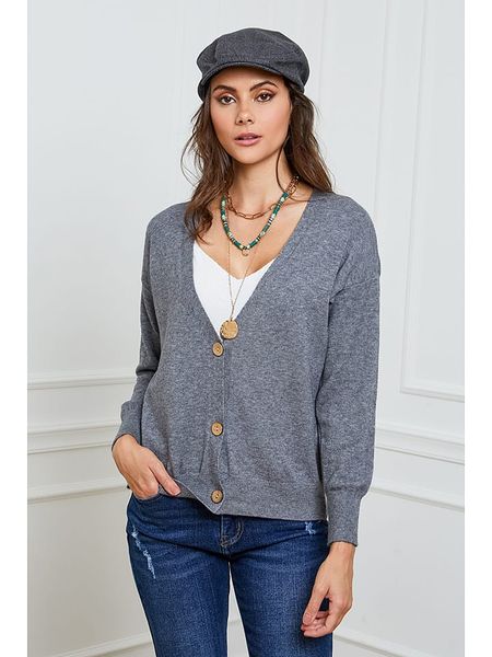 Joséfine Kardigan "Gino" w kolorze szarym rozmiar: L. Szare swetry Joséfine, l, bez wzorów, z kaszmiru, bez ramiączek. Za 199.45 zł.