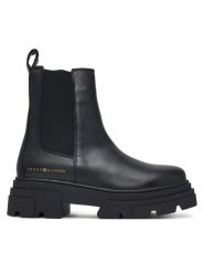 Tommy Hilfiger Sztyblety Leather Chunky Chelsea Boot FW0FW09679 Czarny. Czarne botki Tommy Hilfiger, bez wzorów, ze skóry, bez obcasa, na płaskiej podeszwie, bez zapięcia. Za 699.99 zł.