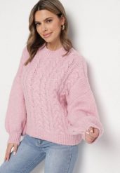 Różowy Sweter z Wełną Zdobiony Warkoczowym Splotem Lakkaria. Czerwone swetry Born2be, z aplikacjami, z jeansu, eleganckie, bez ramiączek. W wyprzedaży za 144.49 zł.