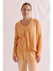 Cotton Candy Kardigan "Ori" w kolorze brzoskwiniowym rozmiar: XS. Pomarańczowe swetry Cotton Candy, xs, bez wzorów, bez ramiączek. Za 140.53 zł.