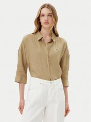 Tommy Hilfiger Koszula WW0WW46169 Beżowy Loose Fit. Brązowe koszule Tommy Hilfiger, bez wzorów, ze lnu, bez kołnierzyka, bez ramiączek. Za 459.99 zł.