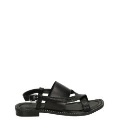 SANDAŁY 208-91 BLACK. Czarne sandały Venezia, bez wzorów, z nubiku, bez obcasa, bez zapięcia. Za 159.00 zł.